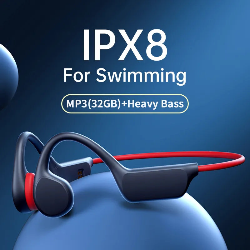 Bone Conduction Earphones Bluetooth Wireless IPX8 Waterproof MP3 Player Hifi Ear-hook Headphone With Mic Headset For Swimming Bone Conduction Earphones Bluetooth Wireless IPX8 Waterproof MP3 Player Hifi Ear-hook Headphone With Mic Headset For Swimming